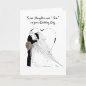 Daughter & "Son" Wedding wünscht Schwarz-weiß, Bri Karte (Vorderseite)