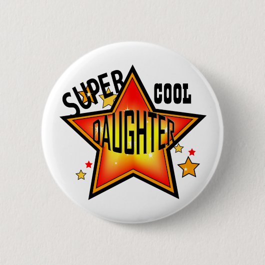 Daughter Super Cool Star Funny Button (Vorderseite)
