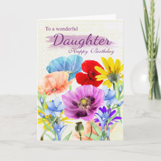 Daughter Watercolor Wilde Blume Geburtstagkarte Karte