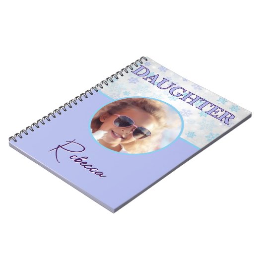 Daughter Winter Frozen Snowflake Pastell Foto Name Notizblock (Linke Seite)