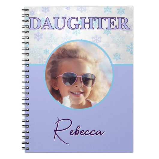 Daughter Winter Frozen Snowflake Pastell Foto Name Notizblock (Vorderseite)
