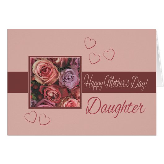 DaughterHappy Mother Day Rose Card (Vorderseite (Horizontal))