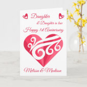 Daughters 1. Hochzeit Jubiläum rosa Herz Karte (Gelbe Blume)