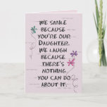 Daughter's Birthday with glitter flowers Card Karte<br><div class="desc">Glitter doodle daisies on cracked blush pink background for daughter's birthday form both parents</div>