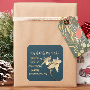 DAUGHTERS DAY BLUME GIFT QUADRATISCHER AUFKLEBER