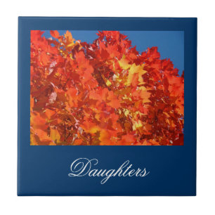 Daughters Geschenke Tile Art Orange Herbstlaubs Bl Fliese
