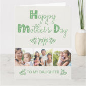 Daughters Mothers Day Doodle Typografie 3 Foto Karte (Vorderseite)