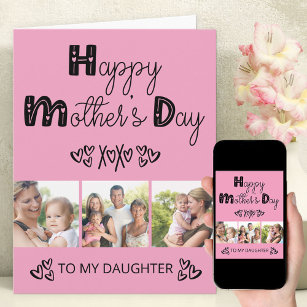 Daughters Mütter Day Pink Doodle Typografie Karte