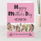 Daughters Mütter Day Pink Doodle Typografie Karte (Vorderseite)