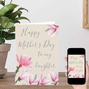 Daughters Mütter Tag Rosa Magnolia Blume Feiertagskarte