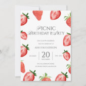 Daughter's Picnic Strawberry Thema Geburtstagspart Einladung (Vorderseite)
