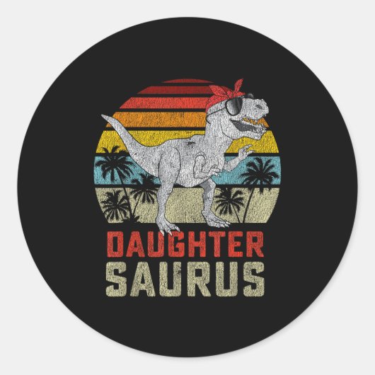 Daughtersaurus Trex Dinosaur Daughter Saurus Famil Runder Aufkleber (Vorderseite)