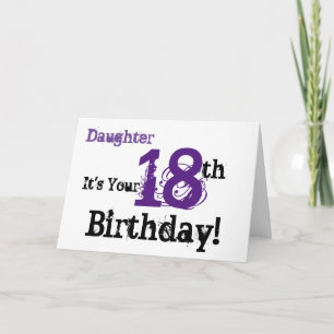 Daughtes 18. Geburtstag in schwarz, lila. Karte