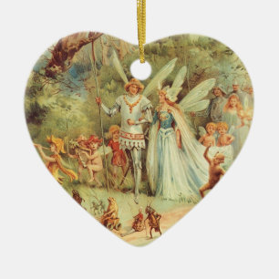 Daumelinchen und Prinz Hochzeit, Vintage Märchen Keramikornament