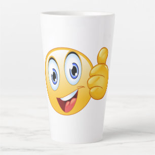 Daumen Hoch Emoji Gut Gemacht Glücklich Lächelndes Milchtasse