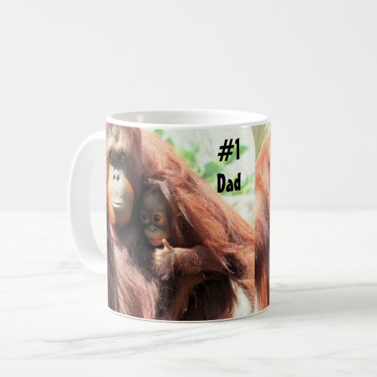 Daumen hoch zum besten Vater - Orangutan Tasse (Vorderseite Links)