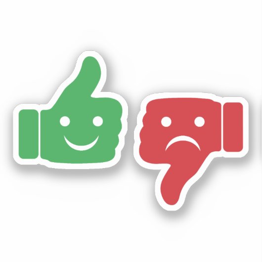 Daumen oben Daumen nach unten grün und rot doppelt Aufkleber (Vorderseite)