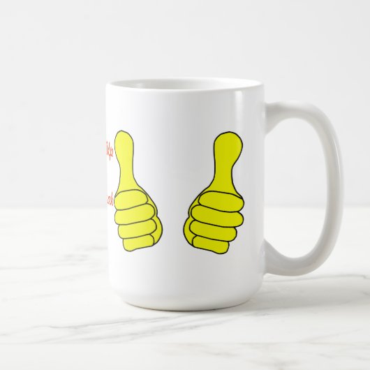 Daumen oben für Kaffeepause-Tassen-Schablone Kaffeetasse (Rechts)