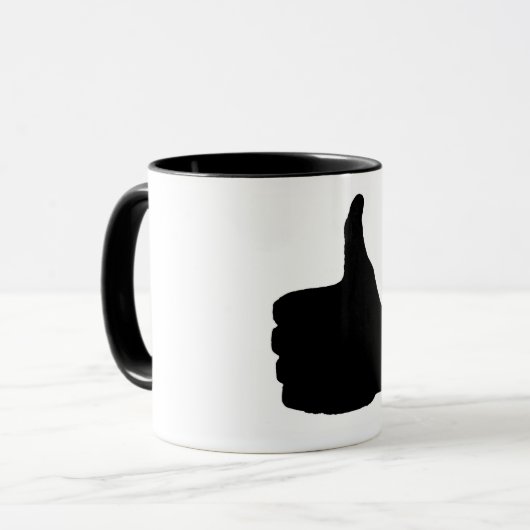 Daumen Up Geste, Weiß zurück Tasse (Vorderseite Links)