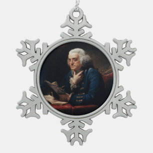 Daumenporträt, Benjamin Franklin Gründervater Schneeflocken Zinn-Ornament
