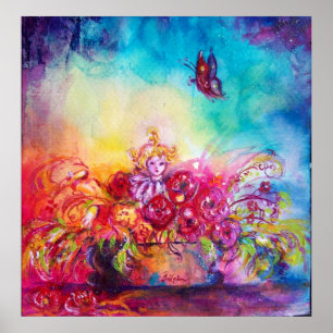 DÄUMLING, BLUMENKORB UND SCHMETTERLING POSTER