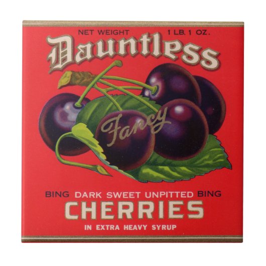 Dauntless Cherries in Heavy Sirup aus den 1930er J Fliese (Vorderseite)
