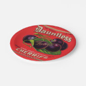 Dauntless Cherries in Heavy Sirup aus den 1930er J Pappteller (Schrägansicht)
