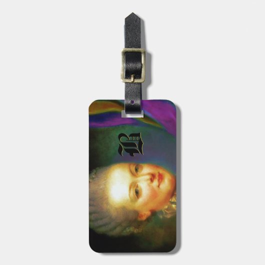 Dauphin-französisches barockes Monogramm Gepäckanhänger (Vorderseite vertikal)