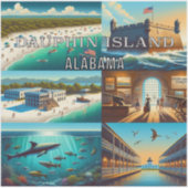Dauphin Island Alabama 3 Inch Vinyl Sticker (Vorderseite)