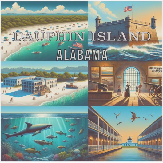 Dauphin Island Alabama 3 Inch Vinyl Sticker (Vorderseite)