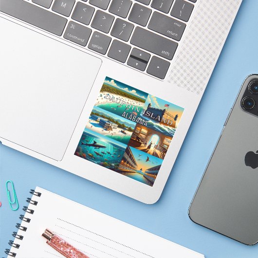 Dauphin Island Alabama 3 Inch Vinyl Sticker (Laptop mit iPhone)