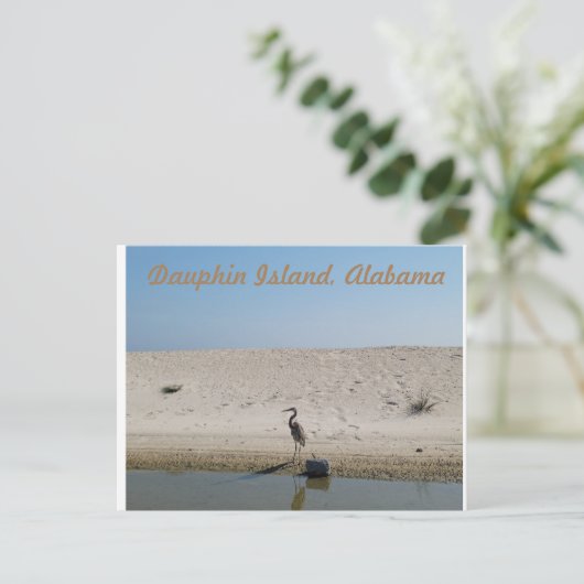 Dauphin Island, Alabama mit Blue Heron Postcard Postkarte (Stehend Vorderseite)