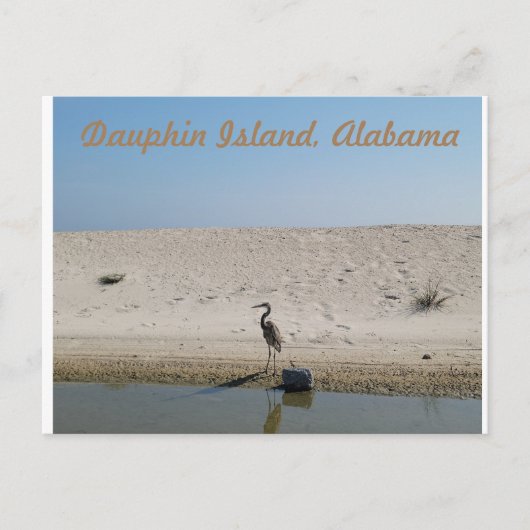 Dauphin Island, Alabama mit Blue Heron Postcard Postkarte (Vorderseite)