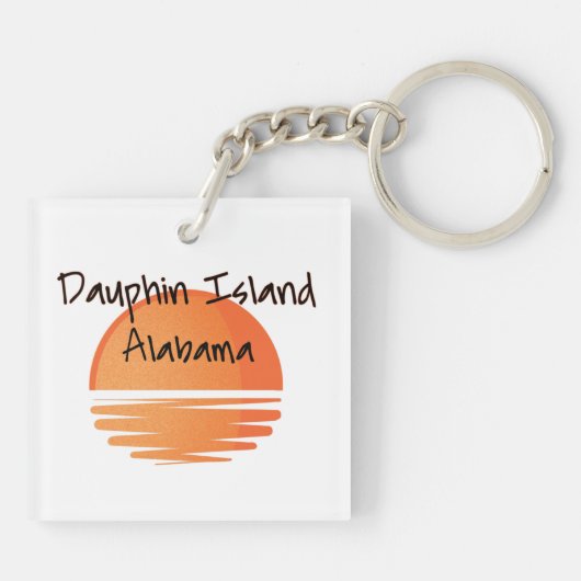 Dauphin Island Fischhäuser und Sunset Schlüsselanhänger (Rückseite)