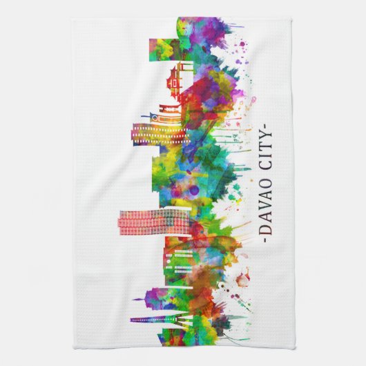 Davao City Philippines Skyline Geschirrtuch (Vertikal)