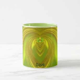 DAVE ~ GLOSSY 3D Gold Yellow Green ~ Tasse