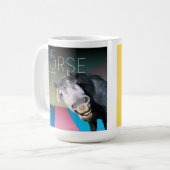 Dave Hawley Funny Button Gift Horse 15 oz Tasse (Vorderseite Links)