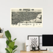 Davenport, IA Panorama Karte - 1888 Poster (Heimbüro)