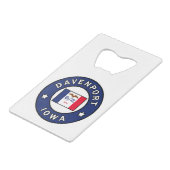 Davenport Iowa Geldbeutel Flaschenöffner (Vorderseite Schrägansicht)