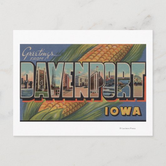 Davenport, Iowa (Mais) - Große Briefszenen Postkarte (Vorderseite)