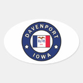 Davenport Iowa Ovaler Aufkleber (Vorderseite)