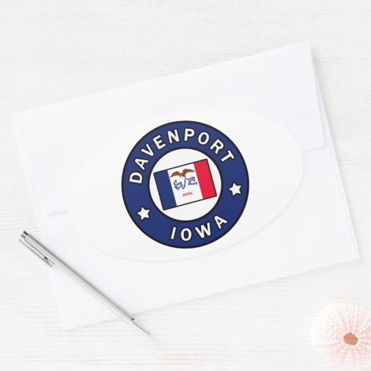 Davenport Iowa Ovaler Aufkleber (Umschlag)
