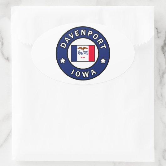 Davenport Iowa Ovaler Aufkleber (Tasche)
