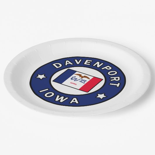 Davenport Iowa Pappteller (Schrägansicht)