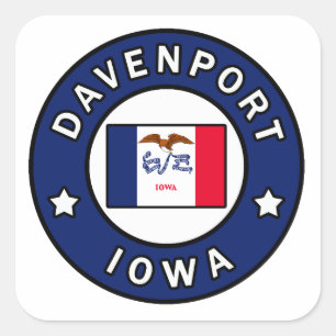 Davenport Iowa Quadratischer Aufkleber