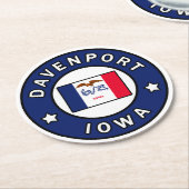 Davenport Iowa Runder Pappuntersetzer (Angewinkelt)