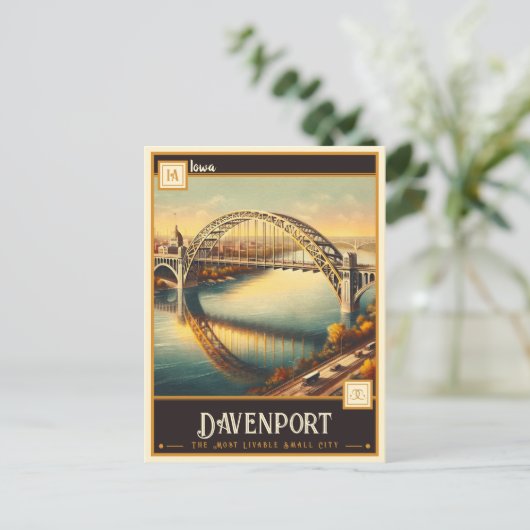 Davenport, Iowa | VINTAG Postkarte (Stehend Vorderseite)