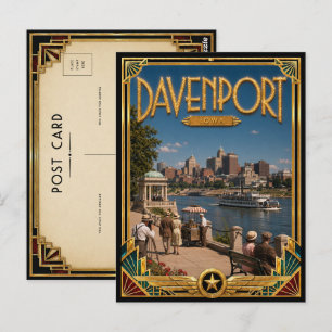Davenport Iowa Vintage Art Deco Golden Age Postkarte