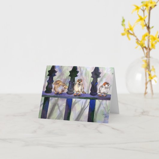 Dave's Sparrows Note Card Karte (Gelbe Blume)