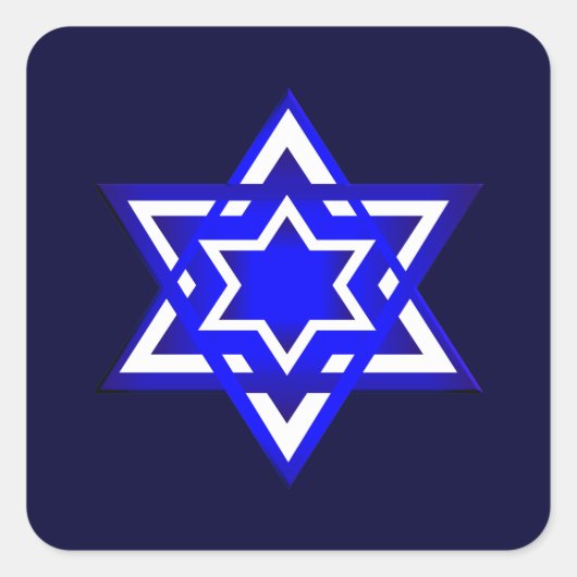 David 3d Star Quadratischer Aufkleber (Vorderseite)